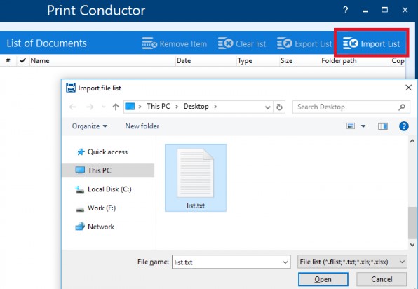 ���ʹ��Print Conductor���dҪ��ӡ���ļ��б�
